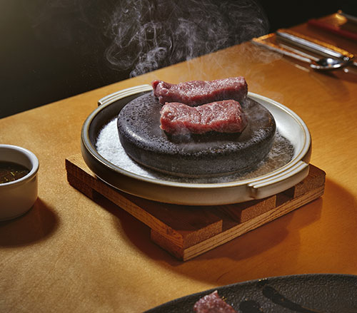 Beef Ishyaki, presented on hot stones