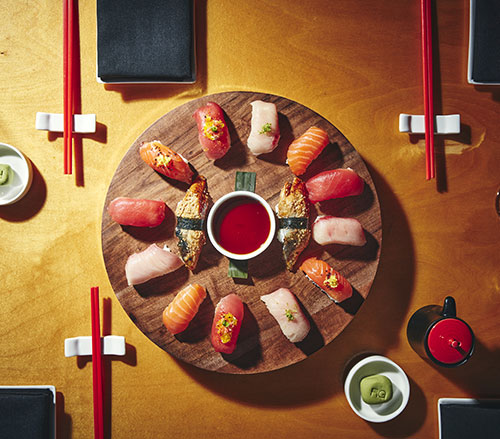 Enjoy a Red Ginger Nigiri board